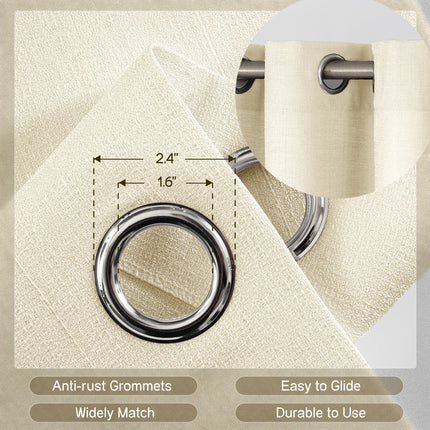 Elegant Living Room Window Voile Panels Natural Beige Sheer Curtains Melodieux(2 Panels)