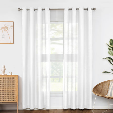 Elegant Living Room Window Voile Panels Natural Beige Sheer Curtains Melodieux(2 Panels)