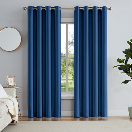 Solid Color Thermal Insulated Drapes Beige Blackout Curtains with for Bedroom (2 Panels)