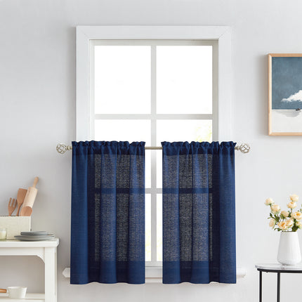Melodieux Semi Sheer Tier Cafe Curtains 36 Inch Length for Kitchen (2 Panels)