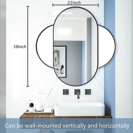Melodieux Metal Frame Wall-Mounted Decor Modern Oval Mirror for Bathroom