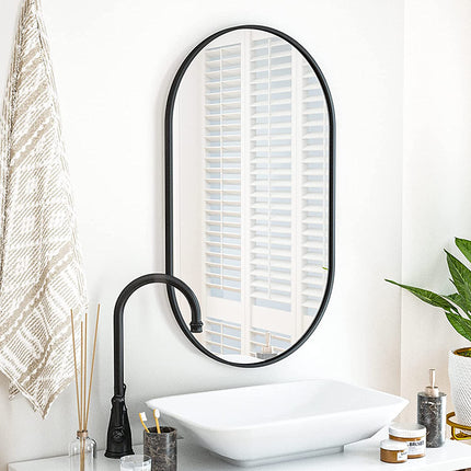 Melodieux Metal Frame Wall-Mounted Decor Modern Oval Mirror for Bathroom