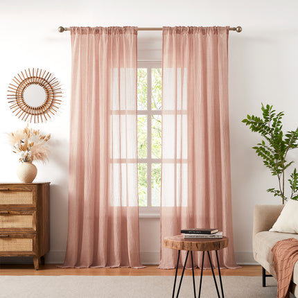 Melodieux Transparent Sheer Voile Curtains with Multifunctional Tape （2 Panels）