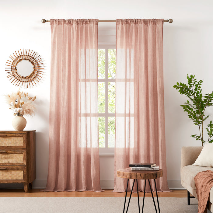 Melodieux Transparent Sheer Voile Curtains with Multifunctional Tape （2Panels）