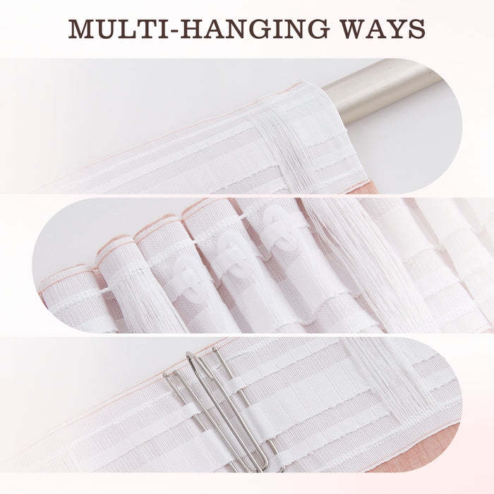 Melodieux Transparent Sheer Voile Curtains with Multifunctional Tape （2Panels）