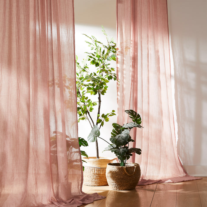 Melodieux Transparent Sheer Voile Curtains with Multifunctional Tape （2Panels）