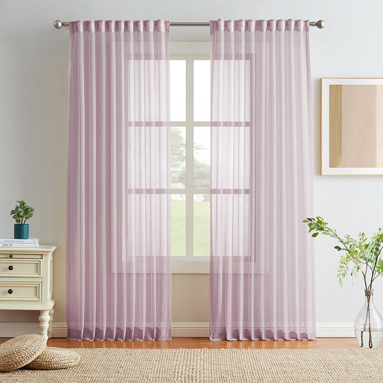 Soft Filtering Light Luxury Linen Back Tab Semi Sheer Curtains
