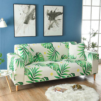 Stretch-Sofa-Abdeckungen 4-Sitzer Floral bedruckte Couch-Abdeckung Universal-elastische Sofa-Slip covers für 4 Kissen-Couches Polyester-Spandex-Möbel-Schutz mit 2 Kissen-Fall Regenwald grün