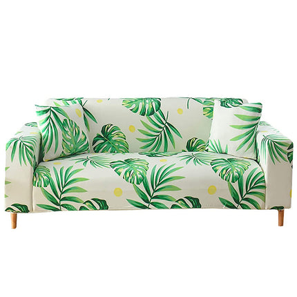 Чехлы для диванов Stretch 4 Seater Цветочный принт Чехол для дивана Универсальный эластичный чехол для дивана Чехлы для 4 подушек Полиэстер Спандекс Защитная мебель с 2 наволочками Rainforest Green