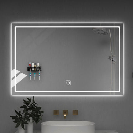 Melodieux Dimmable Anti-Fog Front & Backlit Memory Wall Mount LED Smart Bathroom Mirrors