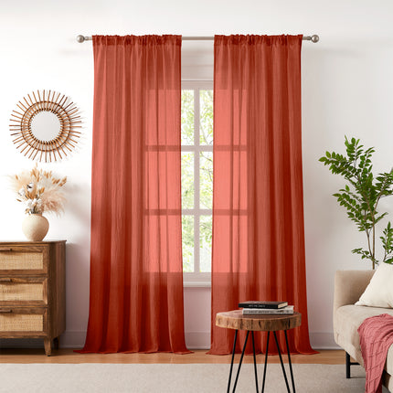 Melodieux Transparent Sheer Voile Curtains with Multifunctional Tape （2 Panels）