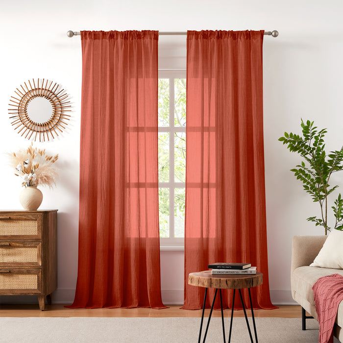 Melodieux Transparent Sheer Voile Curtains with Multifunctional Tape （2Panels）
