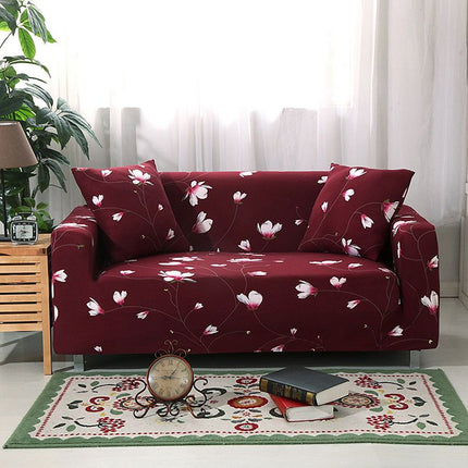 Stretch Sofa Couch Bezüge Loveseat Bedruckter Sofabezug für 2/3/4 Kissensofas 1-teiliger elastischer Spandex-Möbelschutz mit 2 kostenlosen Kissenbezügen Rosmarinrot