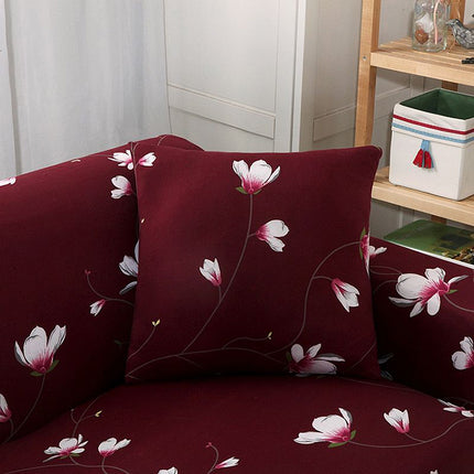 Stretch Sofa Couch Bezüge Loveseat Bedruckter Sofabezug für 2/3/4 Kissensofas 1-teiliger elastischer Spandex-Möbelschutz mit 2 kostenlosen Kissenbezügen Rosmarinrot