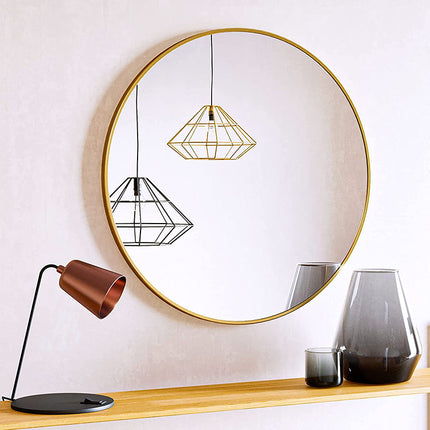 Home 30cm Round Black Metal Frame Wall Mirrors for Bathroom Living Room