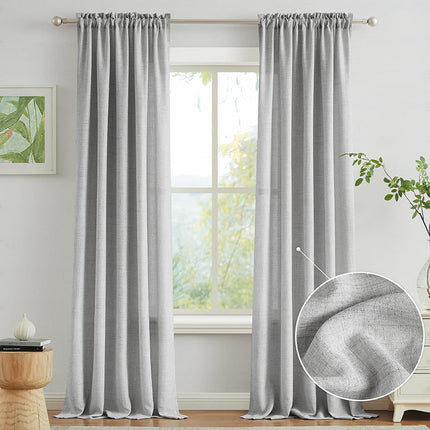 Light Filtering Drapery Panels European Flax Linen Window Curtains for Bedroom (2 Panels)