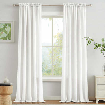 Country Style Natural Burlap Linen Window Treatment Sheer Curtains - Melodieux (2 Panels)
