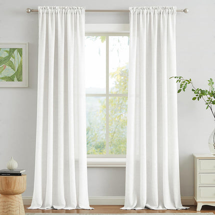 Light Filtering Drapery Panels European Flax Linen Window Curtains for Bedroom (2 Panels)