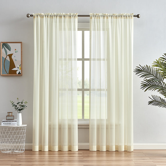 84 Inch Length Chiffon Pink White Ombre Sheer Curtains for Living Room Melodieux(2 Panels)