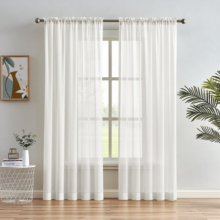 Light Filter Voile Drapes Rod Pocket Window Sheer Chiffon Curtains for Living Room (2 Panels)