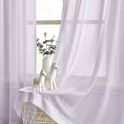 84 Inch Length Chiffon Pink White Ombre Sheer Curtains for Living Room Melodieux(2 Panels)