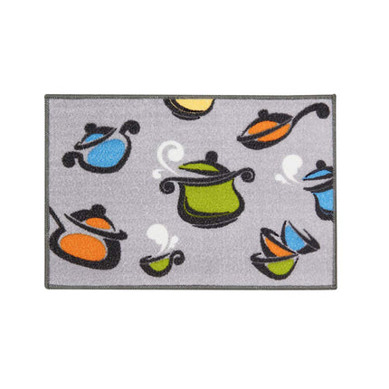 Grey Kitchen Rug Set Washable Pots and Pans Design Decoration Floor Mats