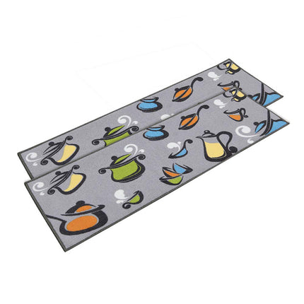 Graues Küchenteppich-Set Waschbare Töpfe und Pfannen Design-Dekoration Fußmatten