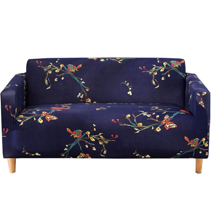 Эластичные чехлы для дивана Приспособленная мебель Защитный чехол для дивана с принтом Стильный тканевый чехол для дивана с 4 подушками для дивана-4-местный темно-синий