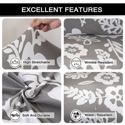 Printed Grey Sofa Cover Stretch Couch Slipcovers for 4 Seat Sofa