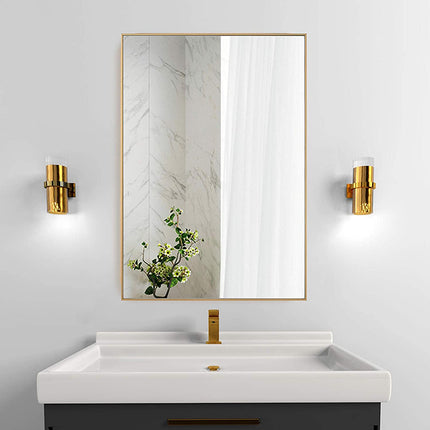 Melodieux Designer Metal Frame Rectangular Wall Mirrors for Bathrooms & Entryways
