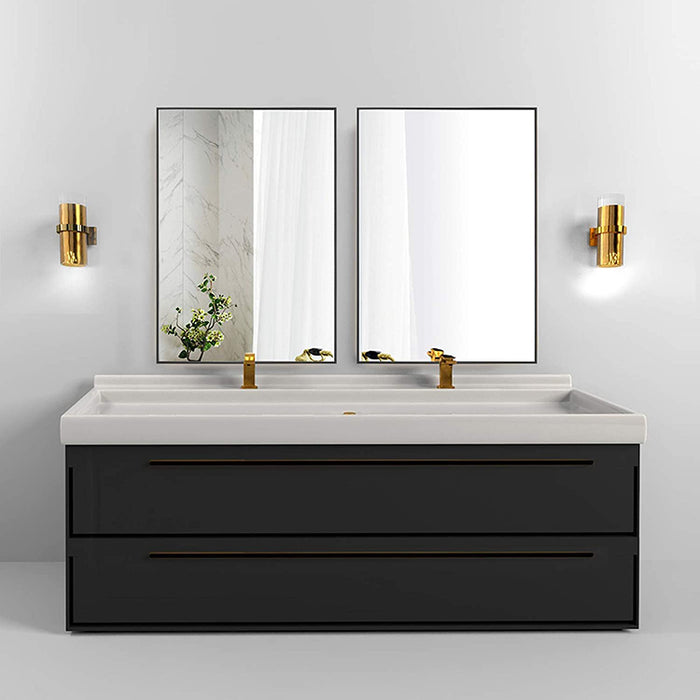 Melodieux Designer Metal Frame Rectangular Wall Mirrors for Bathrooms & Entryways
