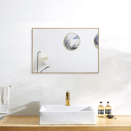 Прямоугольные подвесные настенные зеркала для ванной комнаты с металлическим каркасом для гостиной, спальни, прихожей, висит горизонтально