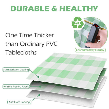 100% Waterproof Durable Spill Stain Proof Vinyl Polyester Tablecloths for Picnic (52x70 inch)