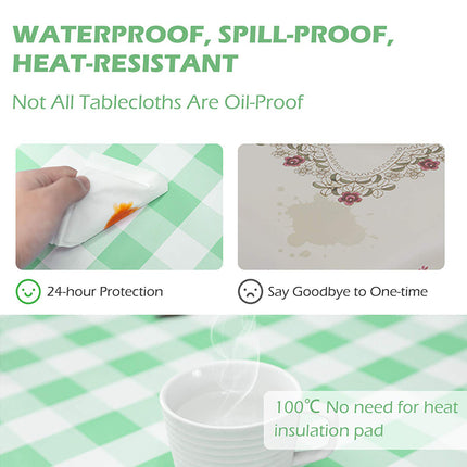 100% Waterproof Durable Spill Stain Proof Vinyl Polyester Tablecloths for Picnic (52x70 inch)