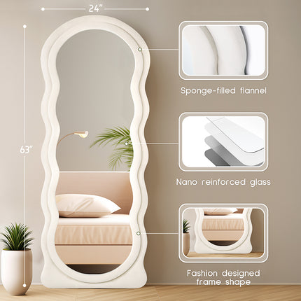 Irregular Flannel Frame Wavy Dressing Wall Mounted Floor Full Length Mirrors (24x63)