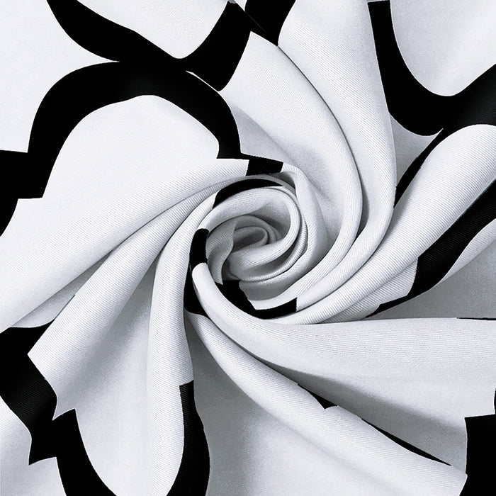 Moroccan Pattern Drapes Off White Blackout Grommet Curtains for Living Room Bedroom (2 Panels)