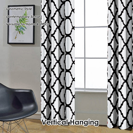 Marokkanisches Muster drapiert weiße Verdunkelungsösenvorhänge für Wohnzimmer Schlafzimmer (2 Paneele)