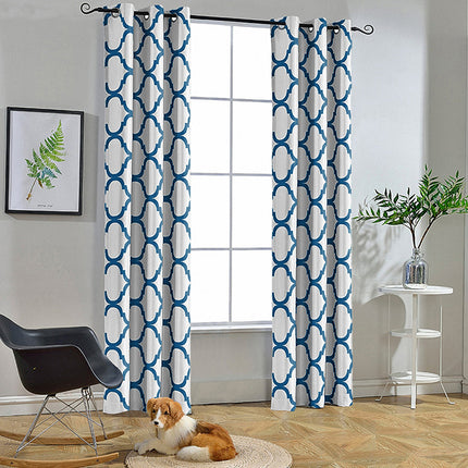 Moroccan Pattern Drapes Off White Blackout Grommet Curtains for Living Room Bedroom (2 Panels)