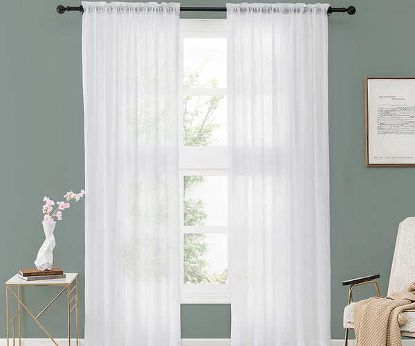 Buy Melodieux White Semi Sheer Curtains 96 Inches Long for Living Room,  Linen Look Bedroom Rod Pocket Voile Drapes, 52 by 96 Inch (2 Panels) Online  at desertcartSeychelles