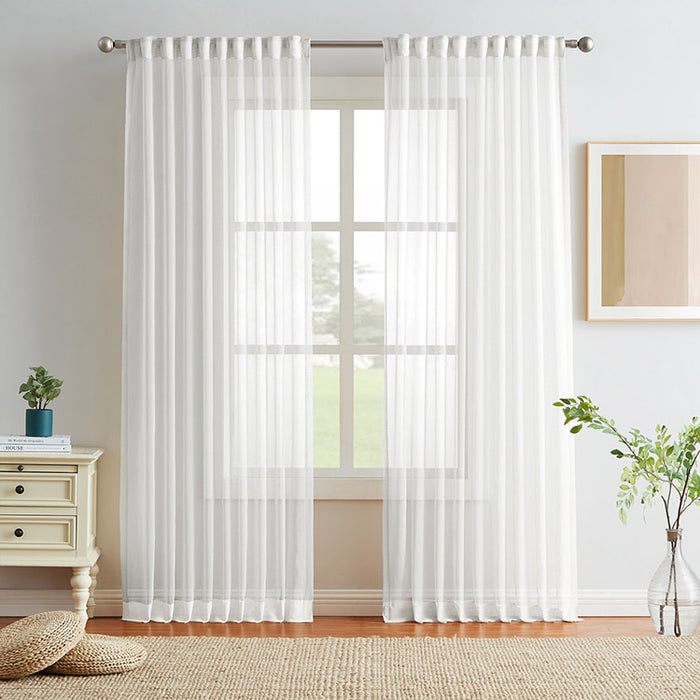 Soft Filtering Light Luxury Linen Back Tab Semi Sheer Curtains - Melodieux (2 Panels)