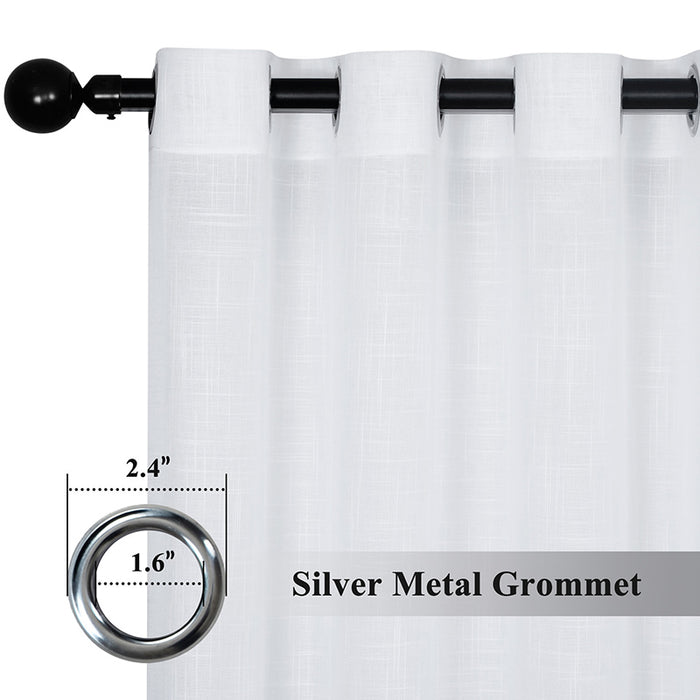 Light Filter Half Privacy Grommet White Sheer Curtains for Living Room Window Drapes (2 Panels)