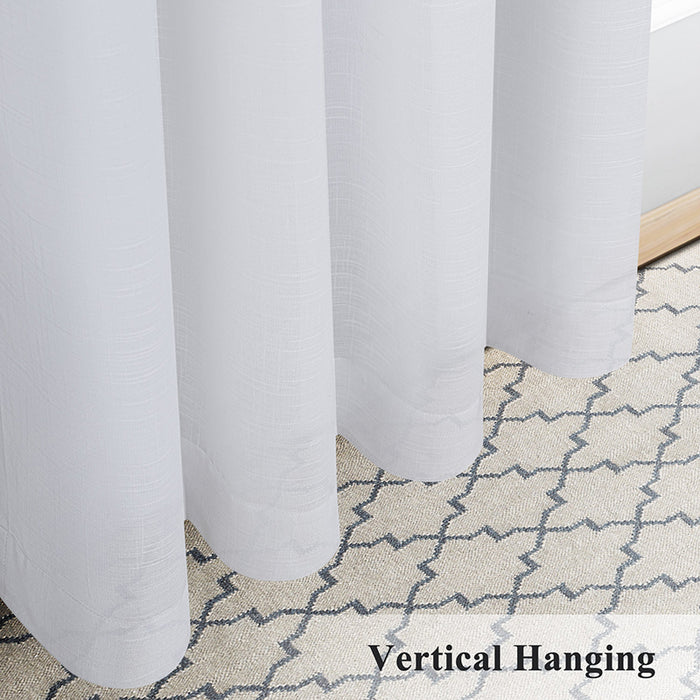 Light Filter Half Privacy Grommet White Sheer Curtains for Living Room Window Drapes (2 Panels)