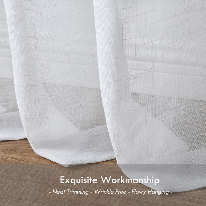 Light Filter Half Privacy Grommet White Sheer Curtains for Living Room Window Drapes (2 Panels)