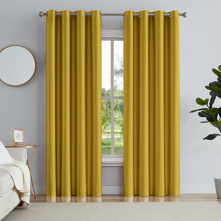 Solid Color Thermal Insulated Drapes Beige Blackout Curtains with for Bedroom (2 Panels)