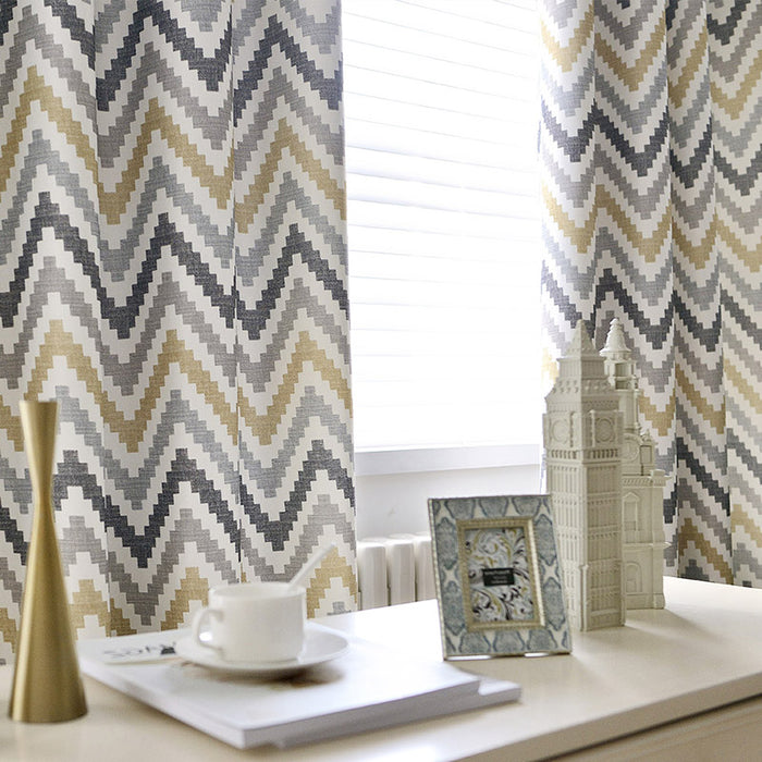 Melodieux Chevron Grommet Top Pattern Window Curtains for Living Room(1 Panel)
