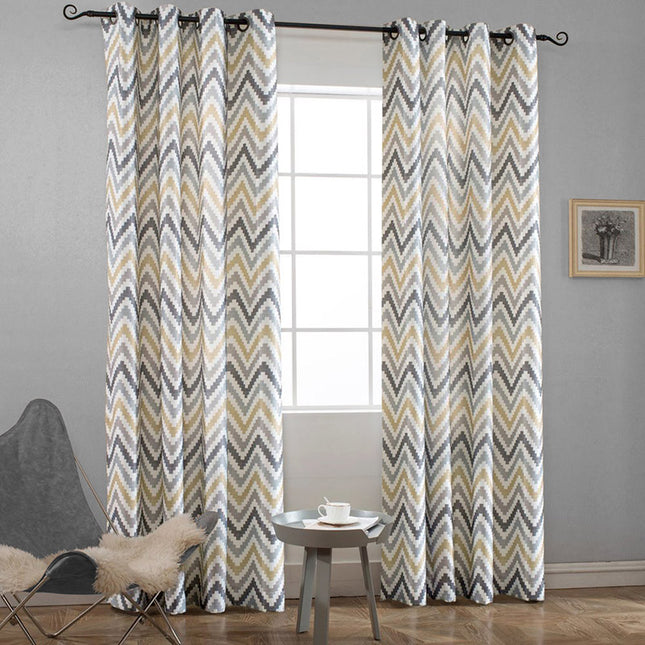 Melodieux Chevron Grommet Top Pattern Window Curtains for Living Room(1 Panel)