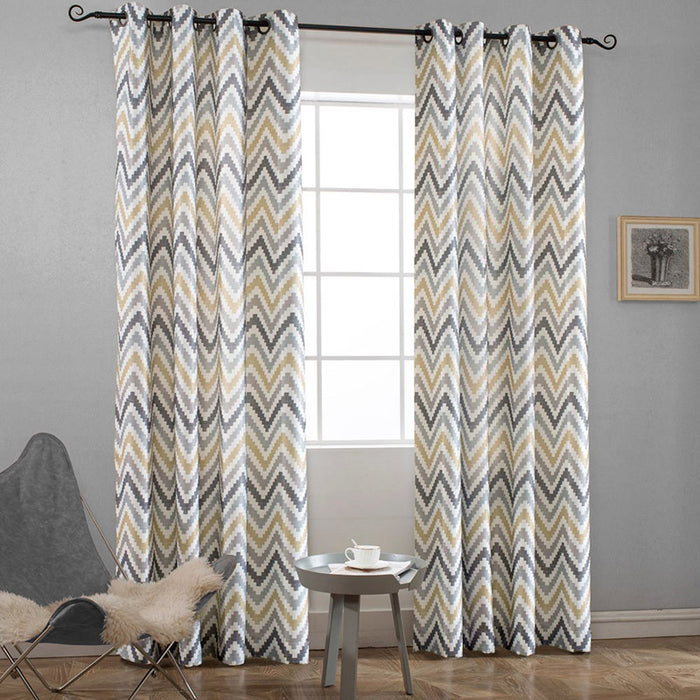 Melodieux Chevron Grommet Top Pattern Window Curtains for Living Room(1 Panel)