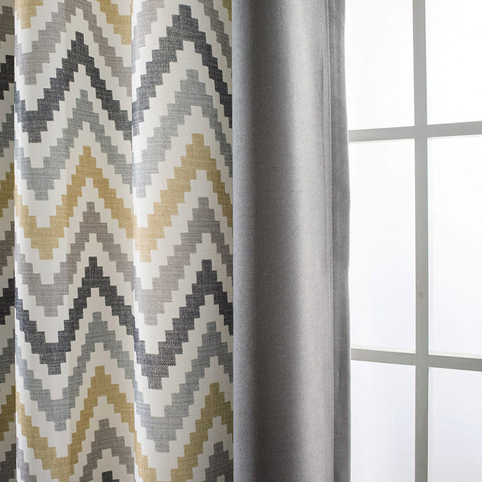 Melodieux Chevron Grommet Top Pattern Window Curtains for Living Room(1 Panel)