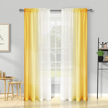 Melodieux Chiffon yellow White Gradient Curtain in a modern living room