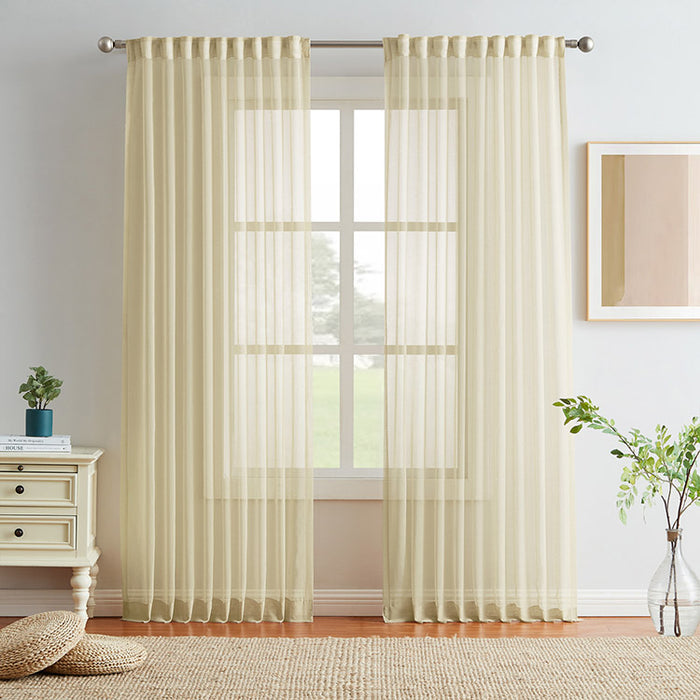 Soft Filtering Light Luxury Linen Back Tab Semi Sheer Curtains - Melodieux (2 Panels)